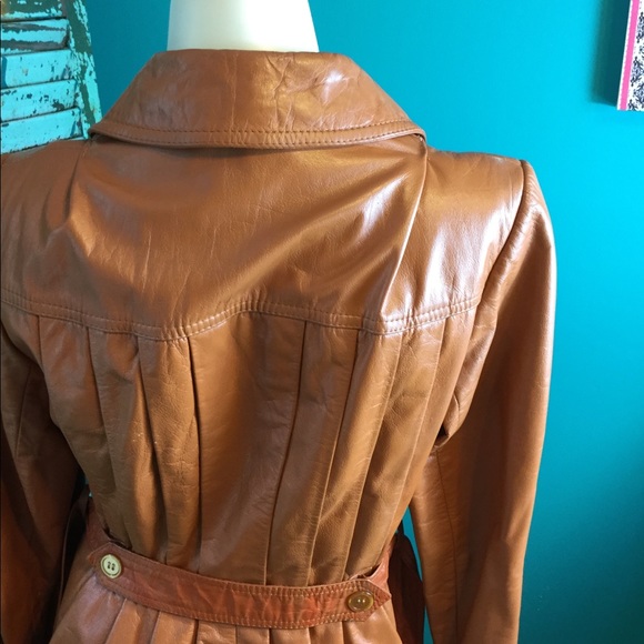 EUC Vintage Korea Leather Trench Coat - Picture 5 of 7
